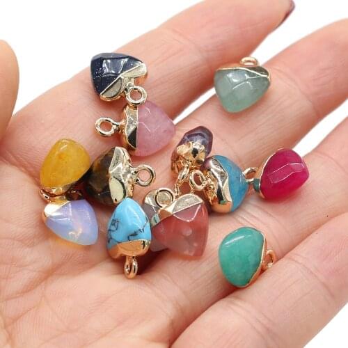 5pcs Charms Natural Agates Stone Pendant Section Heart Shape Pendant for Making Jewelry Necklace Earrings Gift 10x14mm