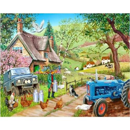 Full square 5d diamond painting cat oil painting landscape 3d diamond mosaic home decoration diamond embroidery