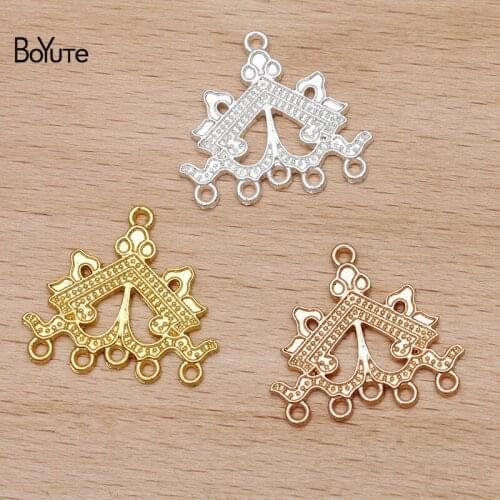 BoYuTe (50 Pieces/Lot) 34*31MM Metal Alloy Porous Connector Charms Diy Handmade Jewelry Findings Components