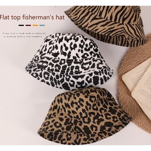 Cute Leopard Animal Pattern Bucket Hat Summer Short Brim UV Protection Fisherman Hat For 2-6Years Baby Girls Boys