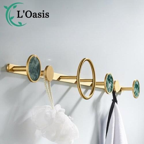 Punch-Free Drawing Clothes Hook sSpace Aluminum Row Hook Bathroom Hook Bathroom Wall Gold Coat Hook Wardrobe Hook