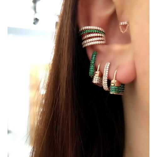 Colorful cz paved lock earring micro pave 5A cubic zirconia high quality trendy women jewelry