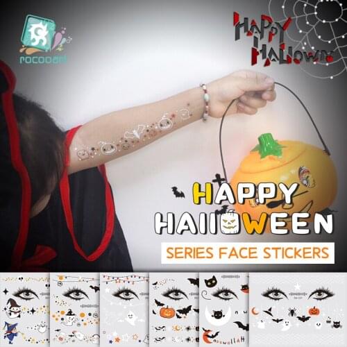 Rocooart 1pcs Halloween Party Face Tattoo Stickers White Cartoon Cute ghost Waterproof Children Tattoo Makeup Party Face Sticke