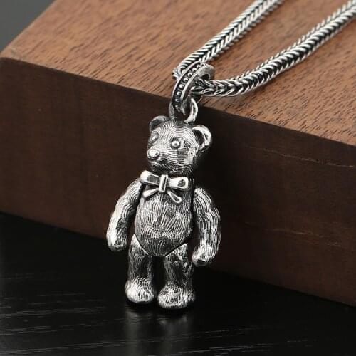 S925 sterling silver jewelry Korean personality bear sterling silver pendant