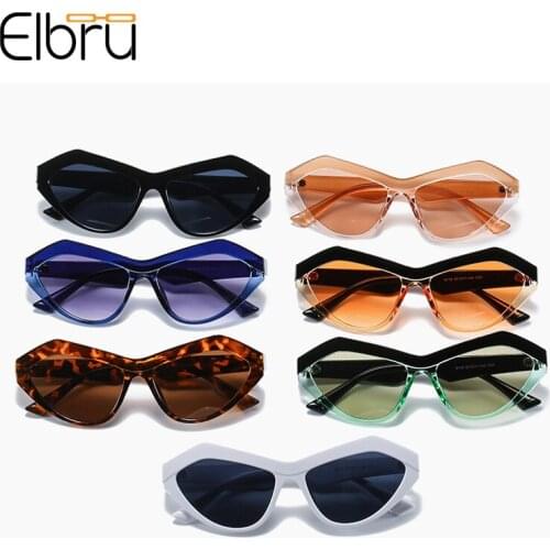 Elbru Fashion Vintage Triangle Cat Eye Sunglasses Men Women Contrast Color Irregular UV400 Sunshade Colorful HD Lens Sun Glasses
