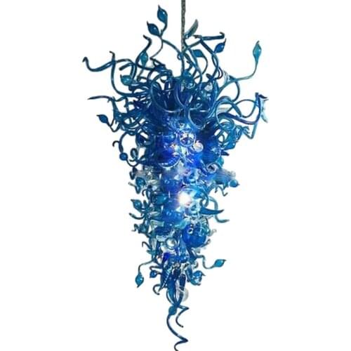 Modern Large Blue Chandeliers Murano Chandelier Unique Design Italian Hand Blown Glass Chandelier Lighting for Lobby Staircase