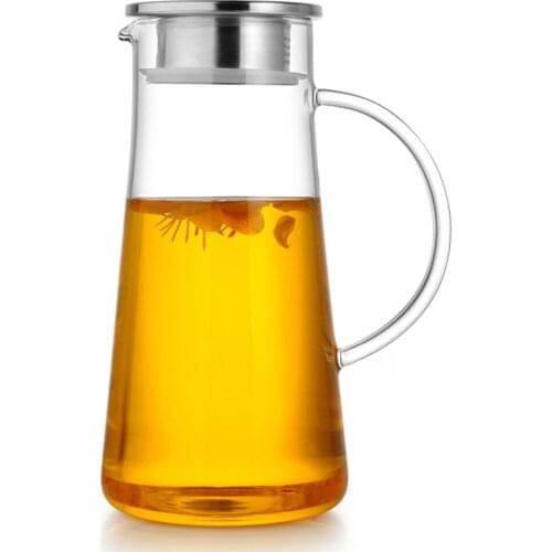 PINDEFANG 1600ml Large Cool Water Bottle Heat-resistant Glass Juice Kettle Filtering Lid Health Life House Decoration tea set