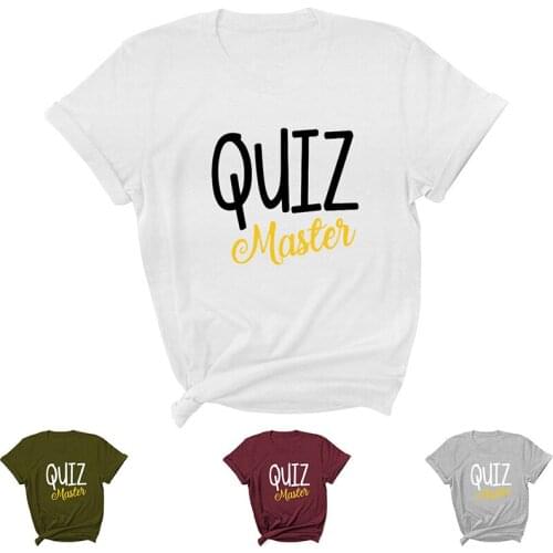 Quiz Master Mens Letter Print Women T Shirt Short Sleeve O Neck Loose Women Tshirt Ladies Tee Shirt Tops Clothes Camisetas Mujer