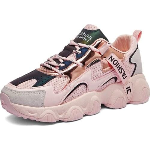 Chunky Sneakers 2021 Women Female Fashion Sneakers Lace-up Basket Femme Platform Breathable Mesh Sneakers Women Spring Autumn