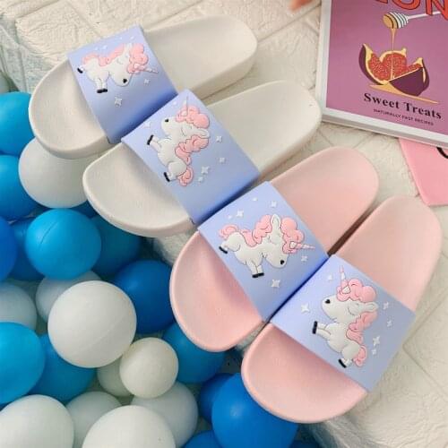 Size 11 flip flops women shoes slides Cartoon unicorn slippers female indoor outdoor wear girls cute at home slippers aike asia