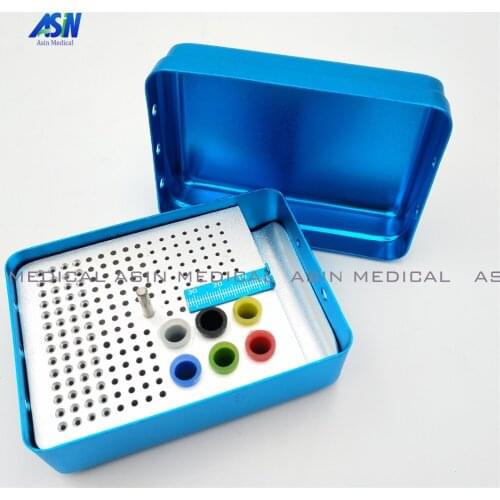 1 PCs 180 Holes Denshine Dental bur Holder Autoclave Disinfection Box Blue