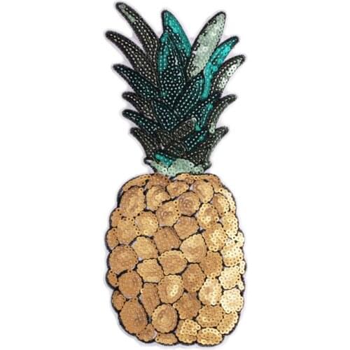 10pcs sequins iron on Pineapple embroidery patches for garment accessories and jeans decorative tape