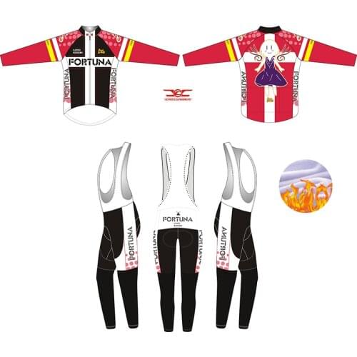 Crossrider 2019 Winter long Men thermal fleece Cycling Jersey Fortuna Long Bike Wear Bicycle Uniform MTB Racing Gear