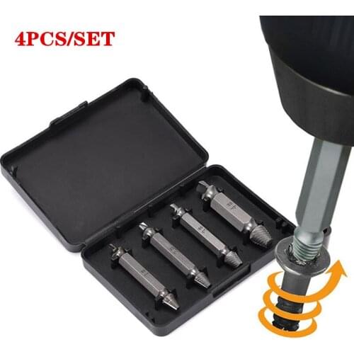 4pcs/set Double Side Damaged Screw Extractor Step Drill Bit Guide Set Broken Damaged Remover Double Head damaged Screw Extractor