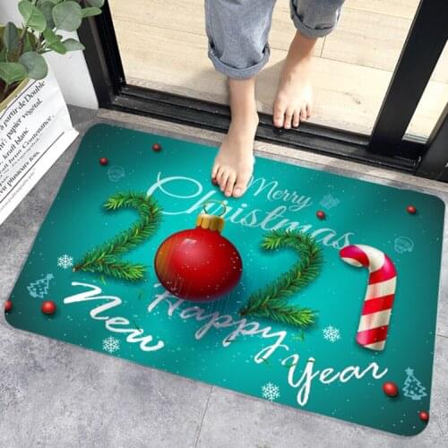 40x60cm Christmas Doormat Kitchen Mat Santa Claus Non-Slip Rug Christmas Decoration For Home Happy New Year Xmas Ornaments Gift