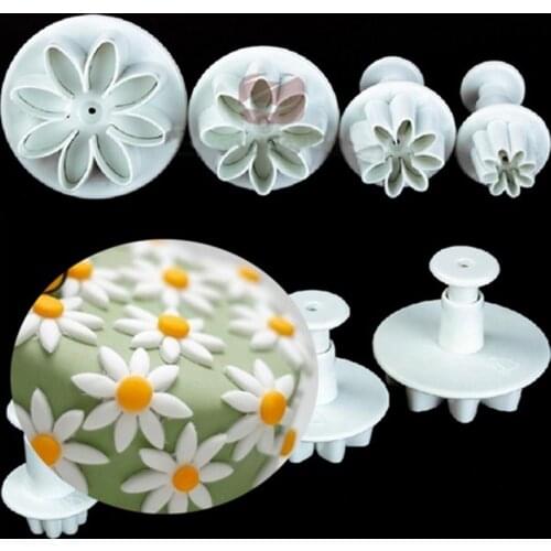 4X Cake Fondant Sugarcraft Decor Cookie Mould Mold Plunger Daisy Flower Cutter