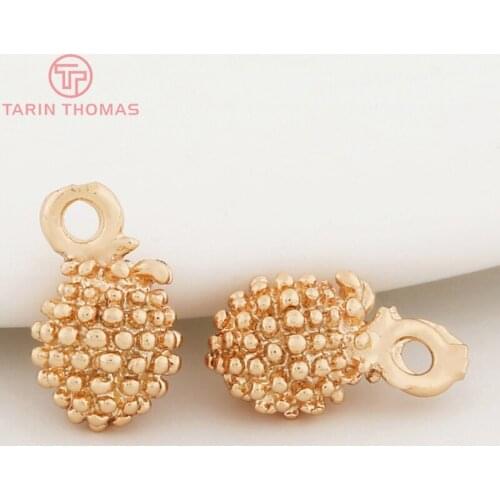 10PCS 5.5*9MM 24K Champagne Gold Color Brass Pine Cone Charms Pendants High Quality Diy Jewelry Findings Accessories