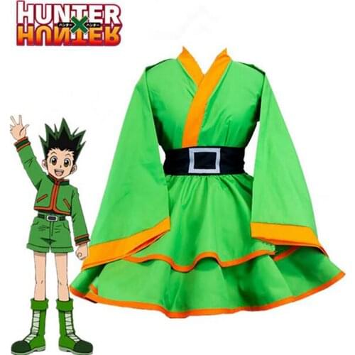 Anime HUNTER×HUNTER GON·FREECSS Women Men Green Kimono Cosplay Costume Halloween Cosplay For Women Men Party Carnival