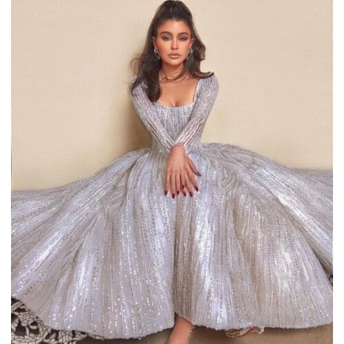 White Evening Dresses Fashion Ladies Party Dark Gowns Crystal Beading Evening Dresses Gowns For Woman Long Sleeve Formal