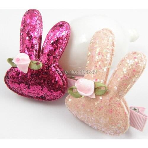 2pcs/set Baby Girls Sequin Hair Clip Shiny Double-deck Rabbit Hair Barrettes Kids Children Rose Flower Hair Accessories Hairpin