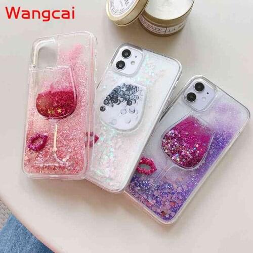 Glittering wine glass quicksand liquid case sexy for OPPO Realme 6 5 Pro A92S Reno 3 Pro A91 A31 A8 A9 A5 2020 Soft Cover