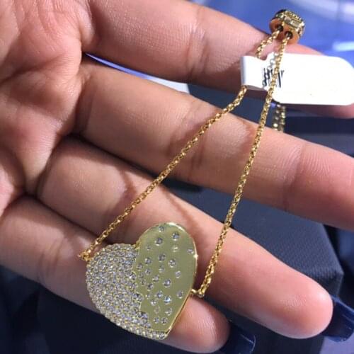 Brand 1:1Luxury Brand Bangle Gold Color Lucky Love Heart Bracelet Zircon Stones Women Fashion Party Jewelry