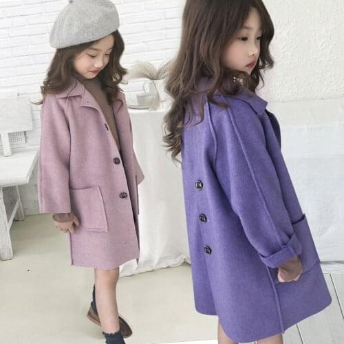 Girls thicken 2020 new Korean version of foreign childrens tide girl woolen coat autumn and winter clothes