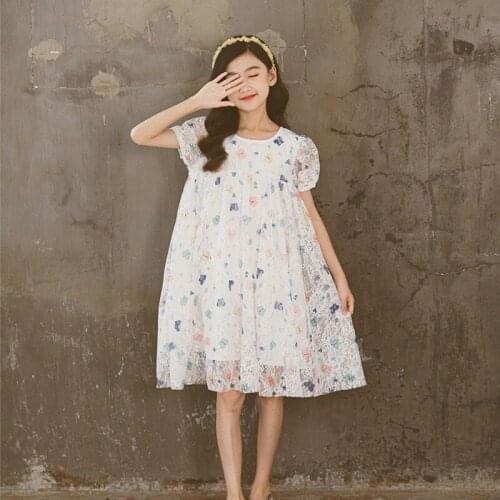 Kids Floral Dress Girls Lace Dress 2021 New Baby Princess Dress for Party Teenage Sweet Dress Two Layers Children Clothes,#6269