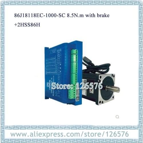 2-phase hybrid Closed-loop stepper Motor with brake 8.5N.m Nema34 86J18118EC-1000-SC + 2HSS86H Driver with cable