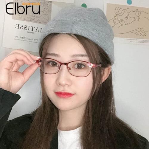 Elbru Retro Fashion Anti Blue Light Myopic Glasses Women Men Ultralight Metal Frame Short-sighted Eyeglasses Diopters -1.0 -3.5