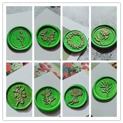 Retro Wood Stamp Plant Flower Maple Palm cactus Leaves Rose Tree Sealing Wax Seal Stamp Post Wedding Decorative Stamp
