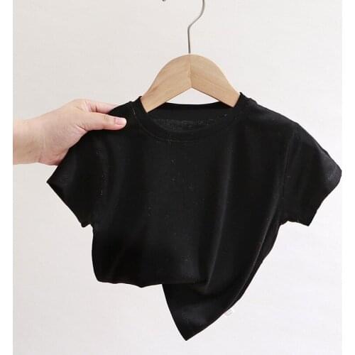 1 3 5 7 Years Old Summer Girls T-shirt Cotton Breathable Short Sleeve T Shirts Boys Clothes Pure Color Tops Kids Tshirt