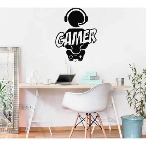 Gamer Quote Wall Sticker Computer Games Room Decal X Box Controller Art Mural Boy Teens Bedroom Decor Vinyl Removable New LC154