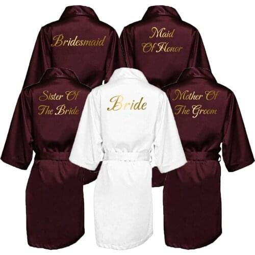 Smooth satin silk wedding knee-length robe bride bridesmaid wedding robe ladies robe satin robe bathrobe women