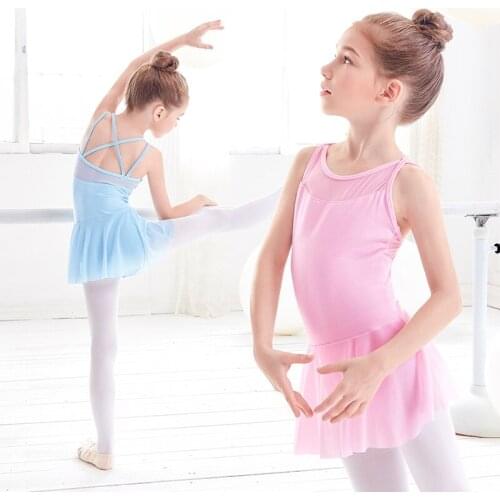 Girls Vest Leotards Mesh Splice Camisole Straps Ballet Leotard Gymnastics Skating Dance Bodysuit