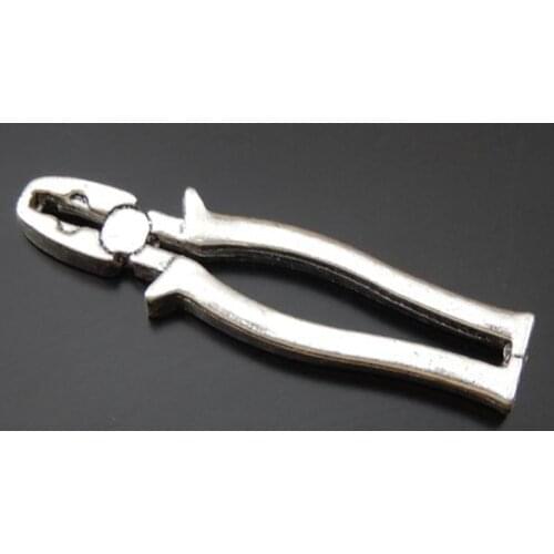 Julie Wang 8PCS Pincer Pliers Charms Antique Silver Color Zinc Alloy Artificial Tool Necklace Pendants Jewelry Making Accessory