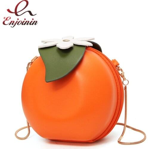 Cute Orange PU Leather Messenger Bag Womens 2020 Mini Shoulder Bag Ladies Travel Handbag Fashion Casual Purses handbags