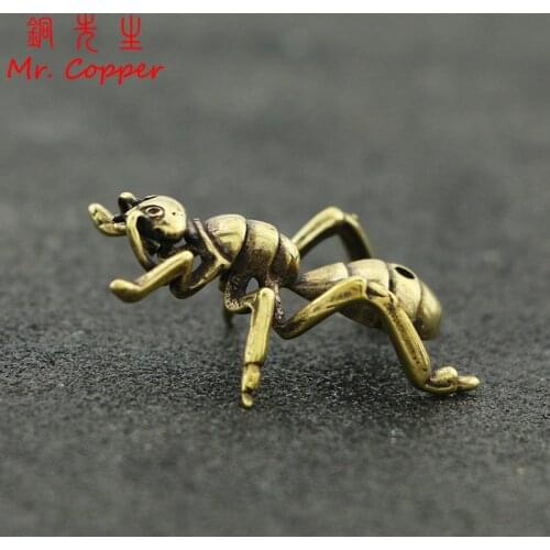 Retro Copper Ant Miniatures Figurines Desk Decorations Small Ornaments Brass Animal Home Decor Antique Statue Crafts Accessories