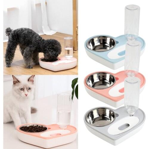 Dog Cat Pets Water and Food Bowls with Automatic Water Dispenser for Small Pets