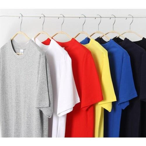 Male High Quality 200g Cotton Short T-shirt Team Uniform Solid Tops Same Style For Men And Women Jacket For Couples Wholesale