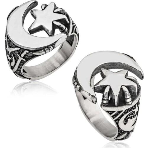 Silver Moon Star Claw Men 'S Ring