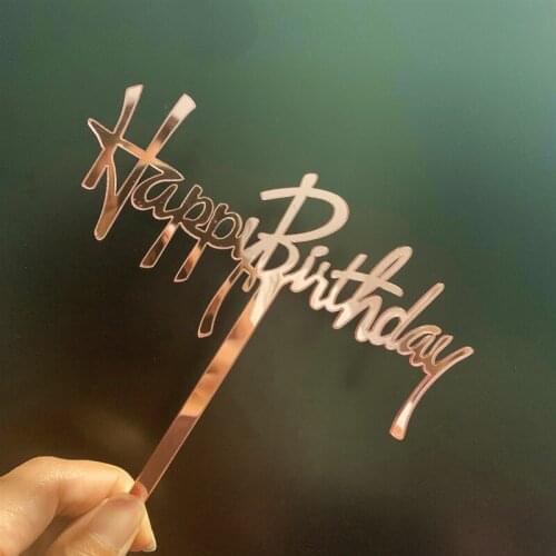 New Happy Birthday Acrylic Cake Topper Gold Silver Cupcake Topper For Kids Girls Birthday Party Cake Decorations Baby Shower