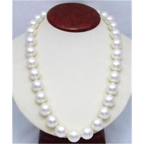 New 14mm AAA White South Sea Shell Pearl Round Beads Necklace Pearl Jewelry Rope Chain Necklace Natural Stone Women Girl Gift
