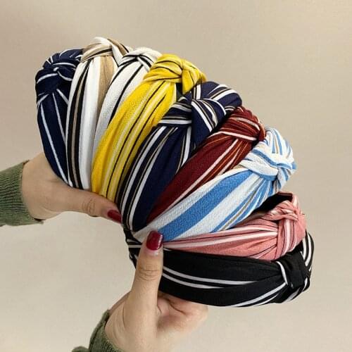 New Stripe Headband For Women Fashion Chiffon Headbands Print Knot Cross Hairband Hair Accessories