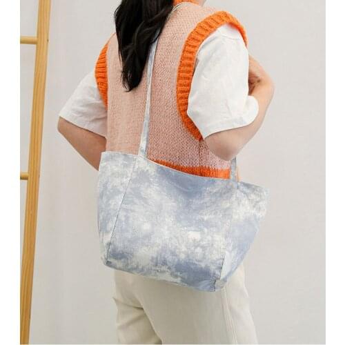 Wholesale Personalized Monogram Stylish Women Zipper Tie Dye Handbag Leisure Denim Girls Designer Armpit Portable Shoulder Bag