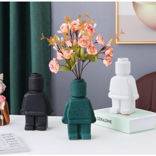 Hot Sale Nordic Ceramic Body Art Dry Flower Vase Home Decor Furniture TV Cabinet Desktop Robot Decoration Ornaments
