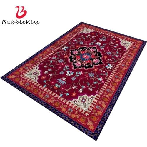 Bubble Kiss Persian Style Carpets For Living Room Red Floral Pattern Rug Home Fashion Floor Carpet Bedroom Non-Slip Area Rugs