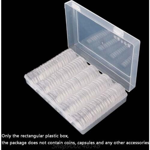 Rectangular Clear Plastic Storage Box Collection Case Protector for 100pcs 27mm/30mm Coin Capsules Holder Coin Tube Jy24 20