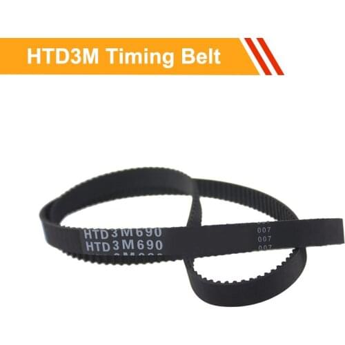 HTD3M Closed loop Synchronous Belt Length 639/648/654/684/687/690mm Timing Belt 10/15mm Belt Width Rubber Drive Belt