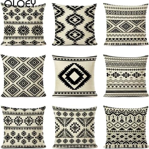 Retro Nordic Style Ethnic Geometric Cotton Linen Cushion Cover Throw Pillow Case Sofa Bedding Car Home Decor 45X45CM